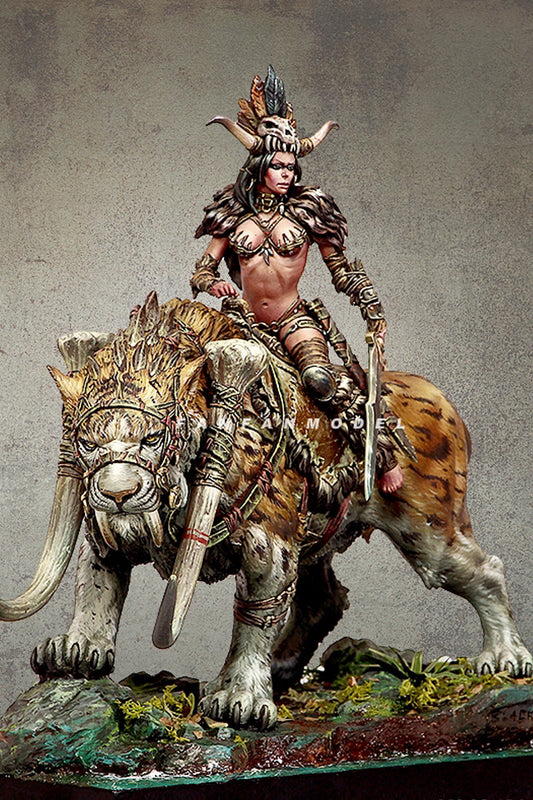 3DPrint 1/24 BS Cougar Hunter Female Rider Resin Figure (Original Special White Model)