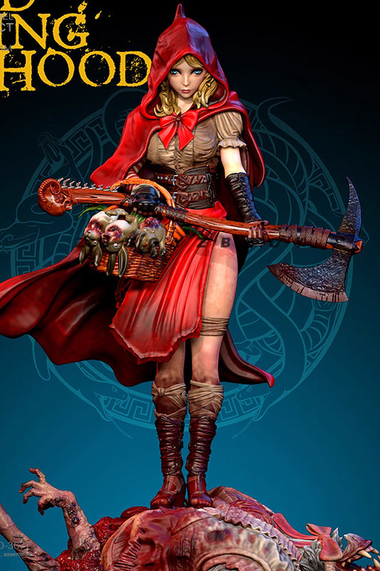3D Printed 76mm ZBBOY-Produced Bloody Red Riding Hood Figure Resin Soldier White Model